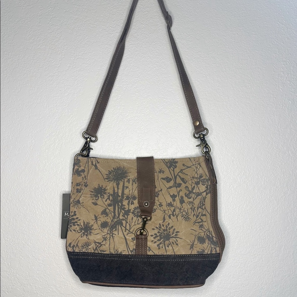 Myra Bag Upcycled Canvas and Leather Floral Bag